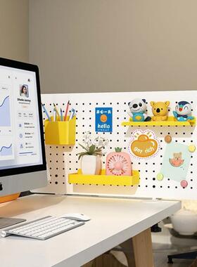 面位板洞洞置物架办公桌上隔板书架免打孔立式EOH工书桌收纳架桌