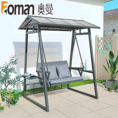 秋千户外庭院花园阳千台室外防雨阳能.铸铝吊椅双摇人太椅网红秋