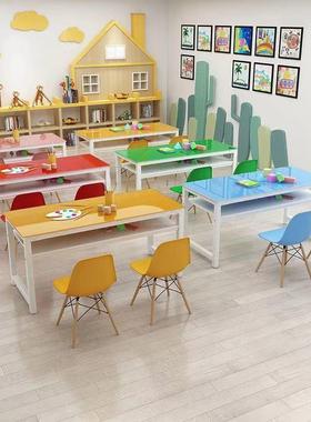 绘幼儿园画桌儿童画画桌38841学接生课桌美术教椅室桌子拼手工桌