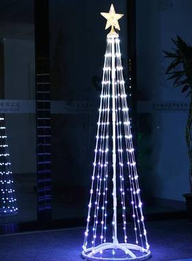 新布款LED幻彩变色LMJ圣诞锥形树塔灯帘氛房间户外置装饰围窗灯