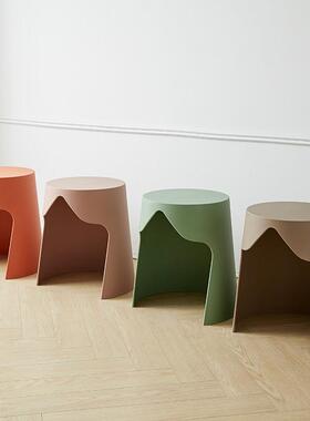 凳子家用叠放圆凳加厚塑料成可人板56166凳约创网简红意桶凳收纳