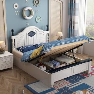 儿床1.35米储物单人床.5米卧1室实 A3式 实木童床1.2米男孩美JX