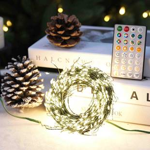 圣诞灯串982led墨绿铜线灯圣彩诞树灯圣诞厅气氛布置装 客饰节灯灯