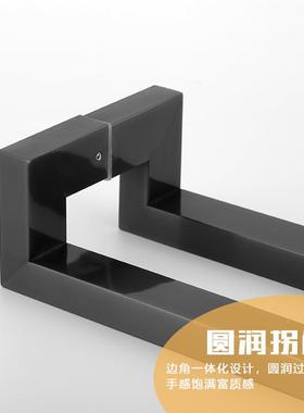 玻璃门拉手不锈钢黑瑰管双弯钛金方玫62666金加厚偏位拐脚木门有