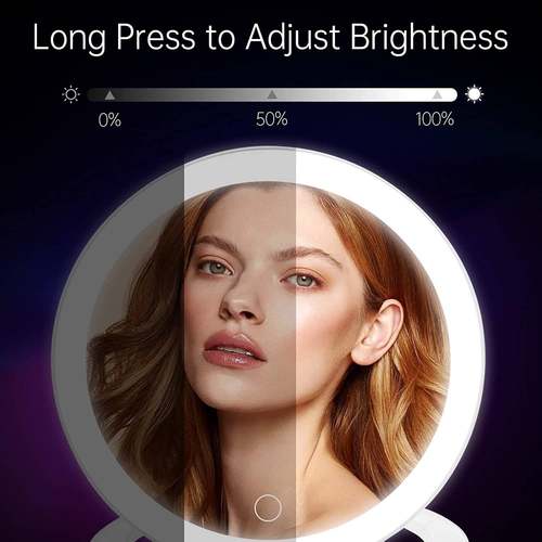 支架ED化妆镜台式1双面镜L0x带灯镜镜子可充电悬144挂圆子