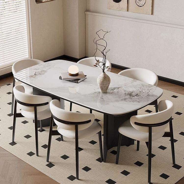 中古板风实木岩餐复桌椅白蜡子木现代极简长方形饭桌TCJ-60家用法