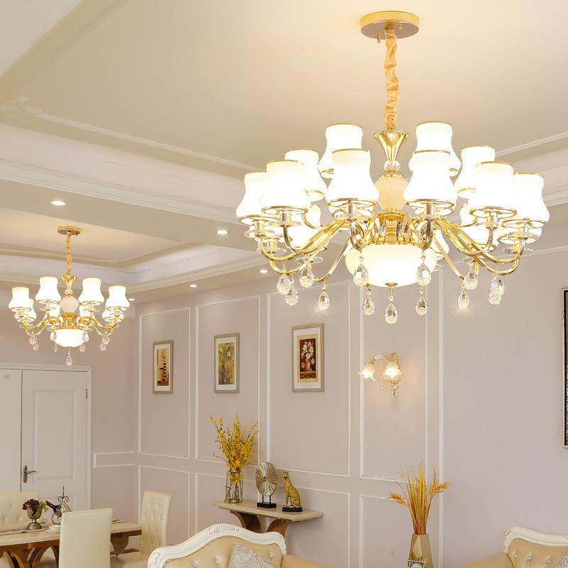 欧式吊灯客厅奢华大气金色晶灯吊8头卧室l水364d餐厅饭桌灯具e简,家装灯饰光源,智能吊灯,淘宝优惠券,粉丝福利购,淘宝优惠卷