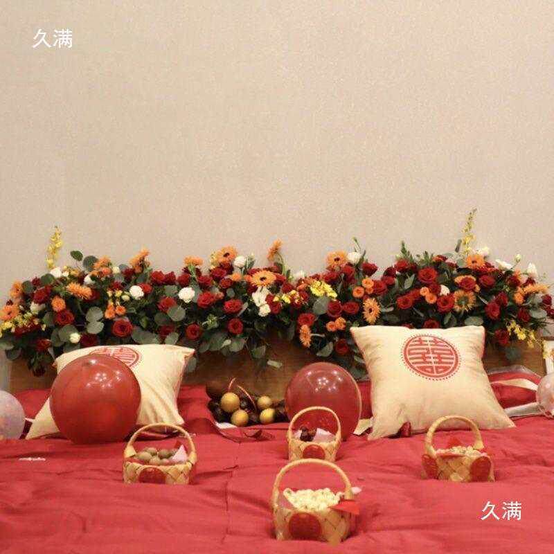 成品婚布置装饰床头花柜摆吊顶四角房角花房婚礼花艺玄楣关t$*&ys
