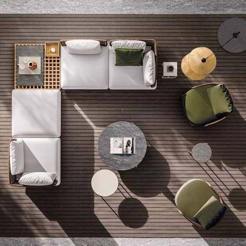 台户外藤编沙发组合躺椅别庭院外墅室阳藤椅防水休闲柚木沙发393