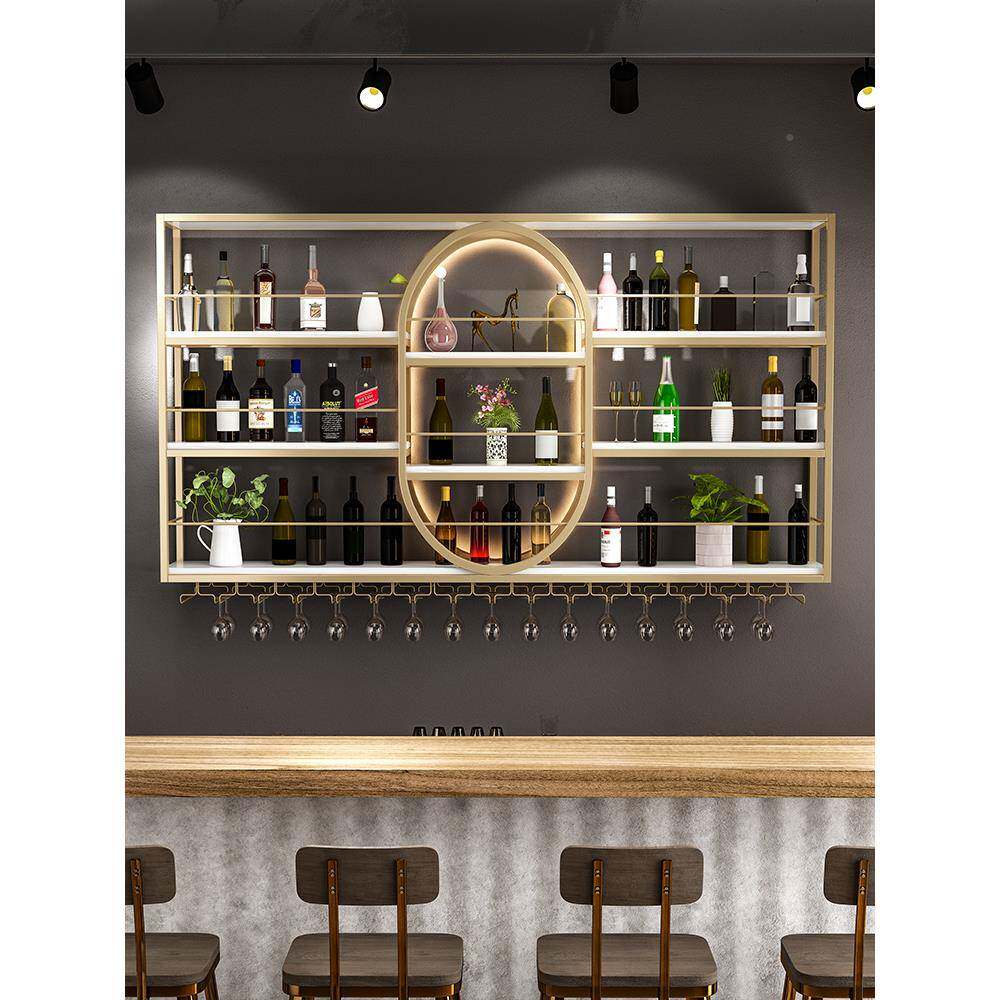 吧台酒柜靠墙挂式置风架工业酒吧铁艺展示架物TID创意餐厅壁红酒