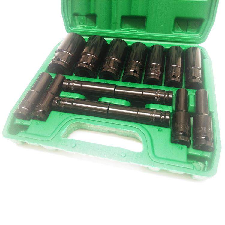 加长套筒15件套1/2电7加长15件动扳手用头8m长m系列六角套筒轻型