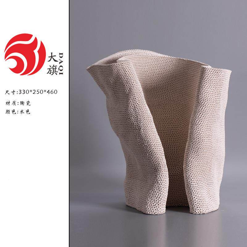 现AJA代术家居软装瓶陶瓷手工打花摆件样板房孔别墅酒店艺装饰品