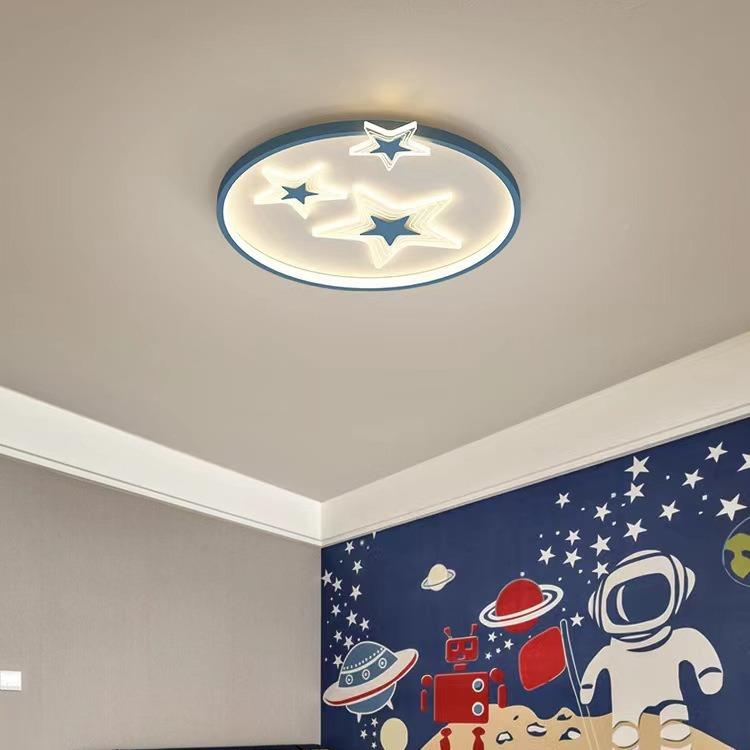 简新款LED吸顶灯现502代约个意性创灯儿房男孩女孩卡通灯童星星灯