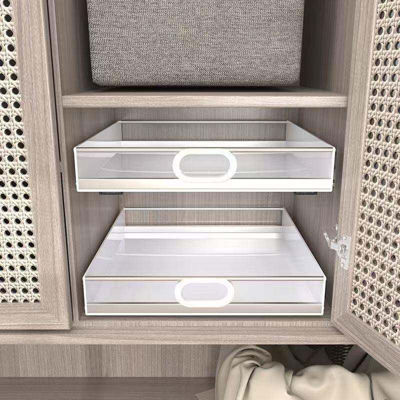 无品牌/橱柜拉篮厨房料屉夹调收纳盒托盘带轨道免安装收纳箱缝抽