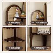 拐复古木三角转柜藤编客厅444多层收纳柜书实房角收纳置物卧室墙