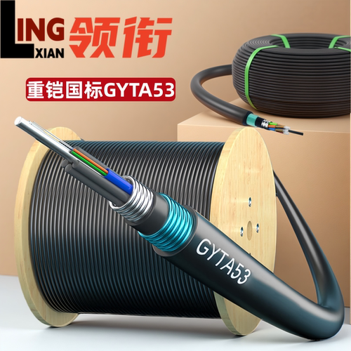 领衔 室外GYTA53单模重铠装层绞式光缆双铠12芯光纤线4/6/8/12/24/36/48/96/144/288芯户外国标空架光缆