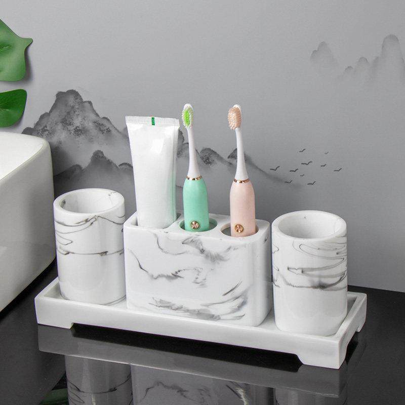 电动牙刷架置物架摆台式底座创意简约家用卫生间漱口杯三四件套装