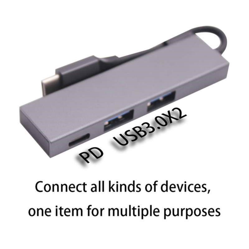 USB C集线器三合一便携式USB C适配器,带有2个USB 2.0 USB C