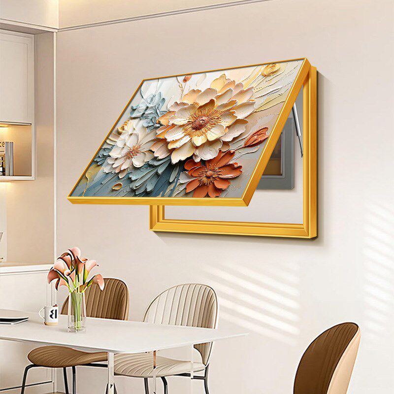 繁花似锦电表箱装饰画免打孔肌理感花卉电表盒配电箱电闸遮挡挂画