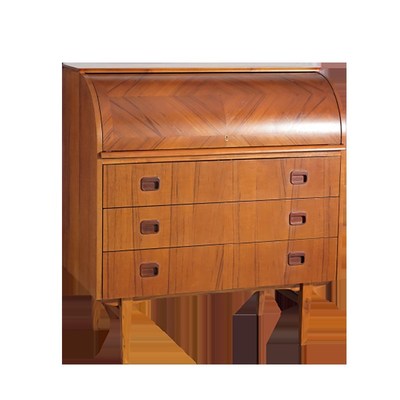 伽罗生活 JLO 柚木古典翻盖圆头秘书柜梳妆台卧室复古客厅展示柜