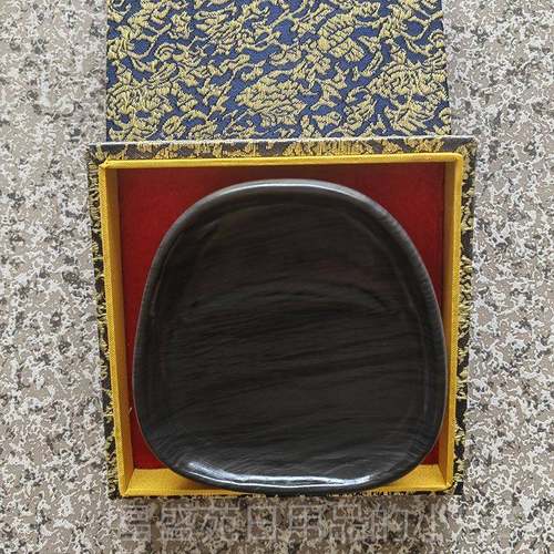 高档国家非遗纯手工原文石水波纹歙砚房四眉纹精品砚台学生砚台精