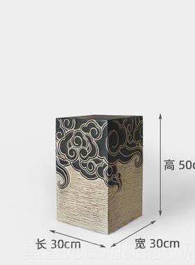 高档禅意中软栈装仿古玄关落地底座柱人造石样板间式客茶室布置摆