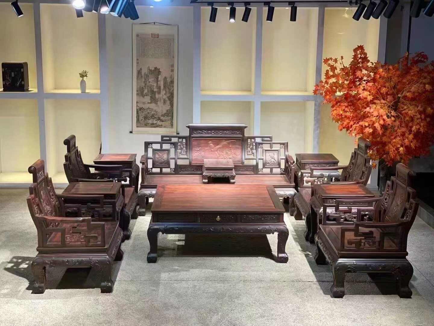 明清式大红酸枝交趾黄檀沙发