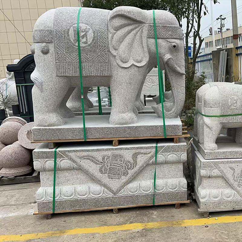 大石雕象一对麻石大理石花岩户外酒店大象象庭院门口0122岗装饰摆