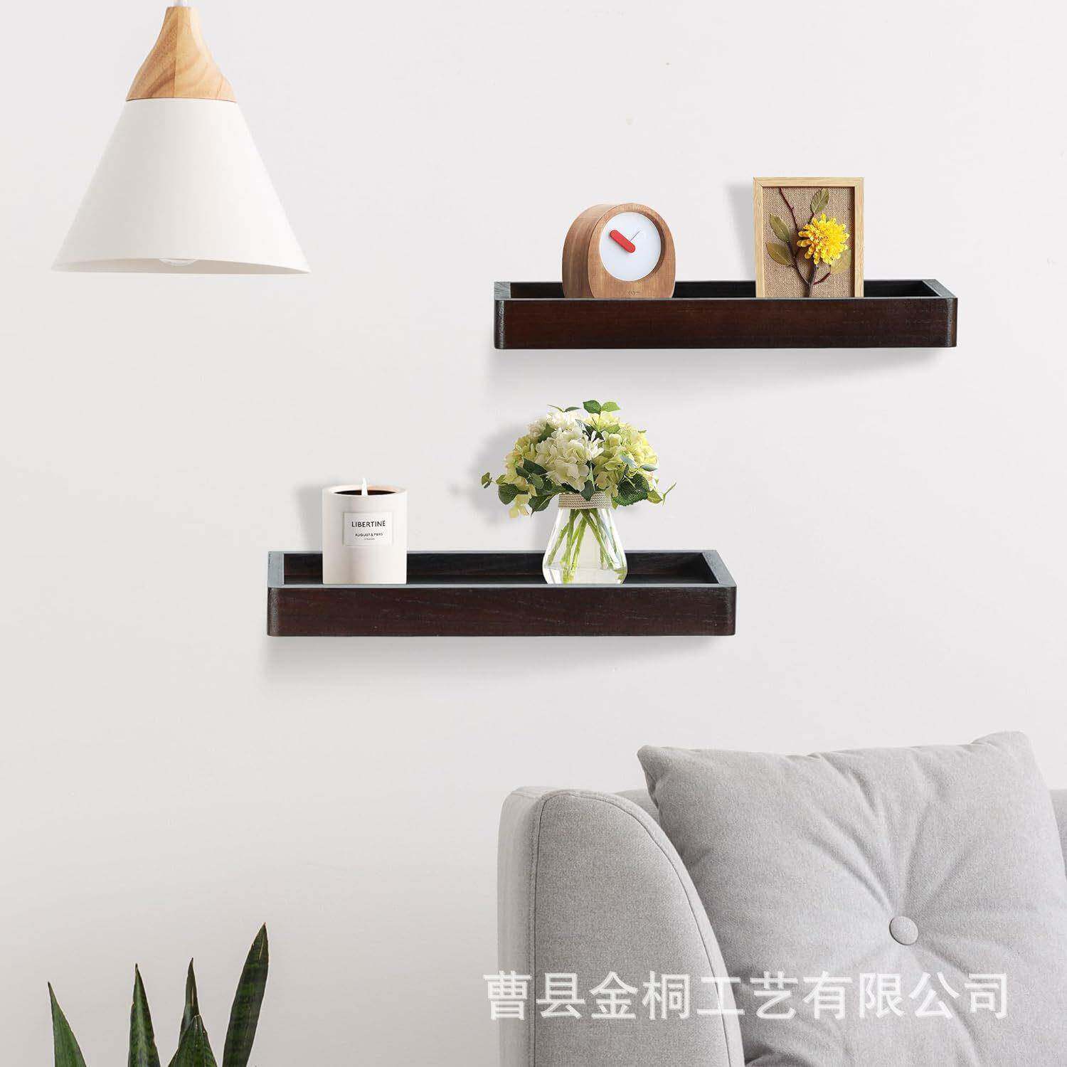 家用木质置物架客厅装饰挂架壁挂式工艺品展示架一字板实木悬浮架
