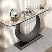 意式 轻奢岩板玄关台半圆玄关柜现代简约靠墙入户岩板玄关桌端景台