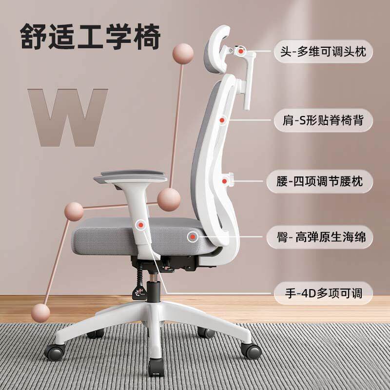 人体工学椅透气网椅可躺午睡电脑椅舒适久坐办公椅升降旋转座椅