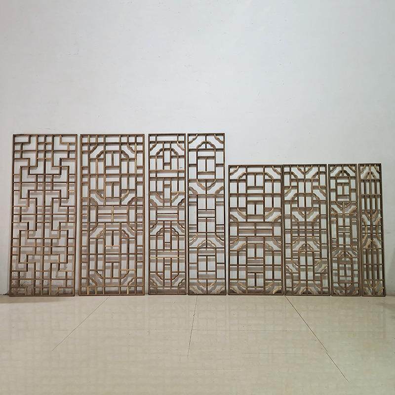 古典风创意仿古中式实木门窗樟子松原木花格隔断门