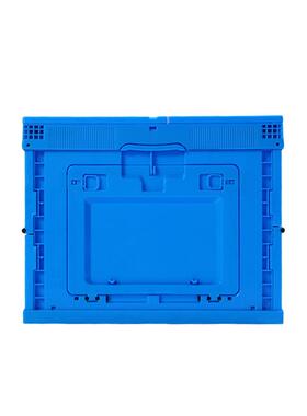80L侧开门折叠箱蓝色加厚PP工业胶箱多功能家居防尘收纳塑料箱