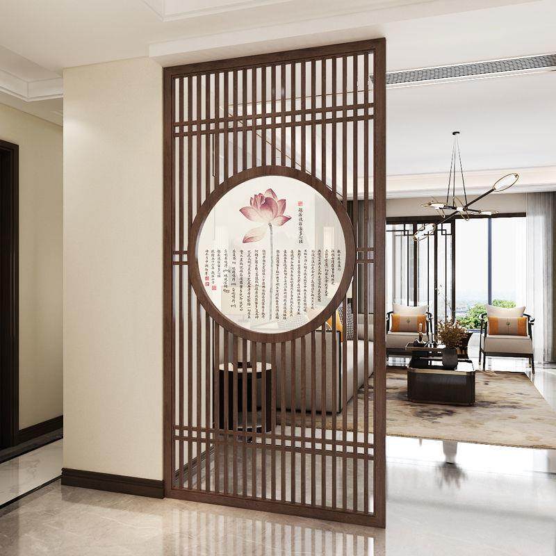 新中式实木屏风隔断客厅现代简约入户玄关柜进门入户家用镂空装饰