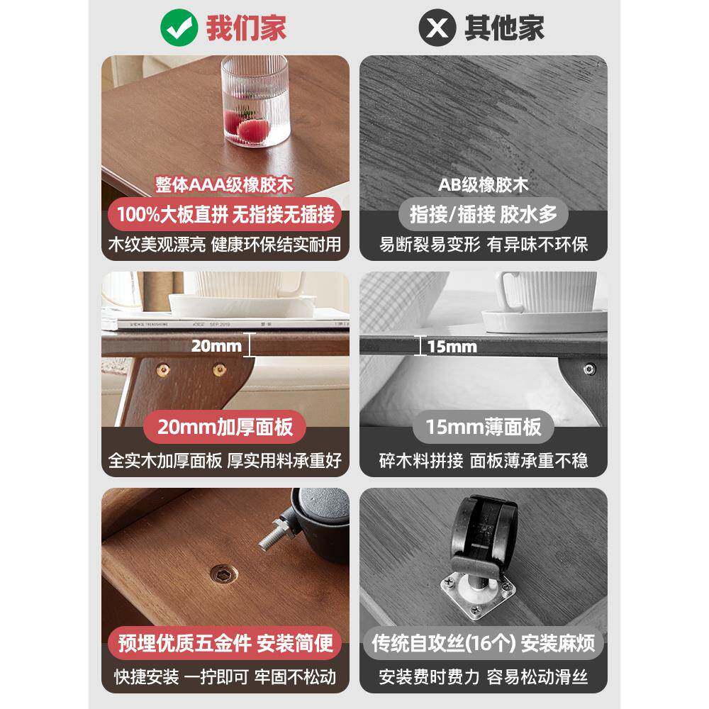 实木沙发边几柜可移动桌子带轮迷你茶几客厅小户型家用方角几茶台