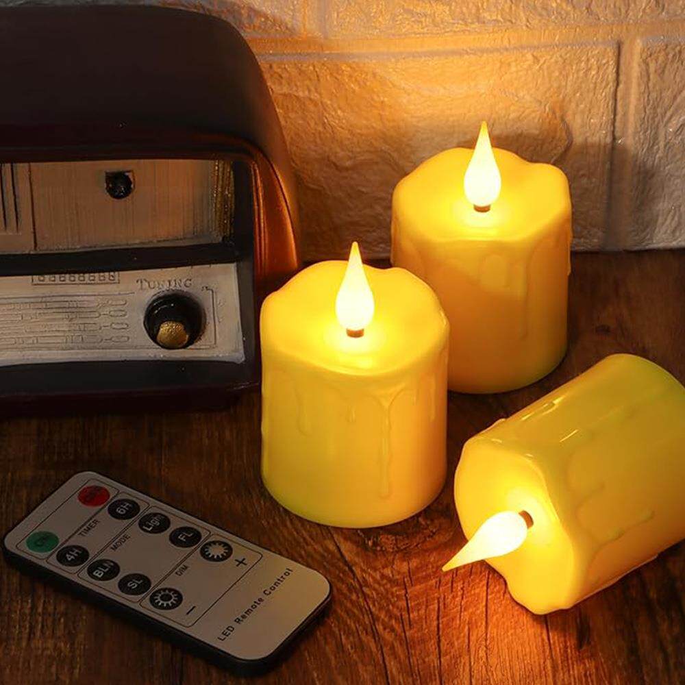 红色黄色遥控电子蜡烛仿真塑料防水充电节日家居装饰led蜡烛