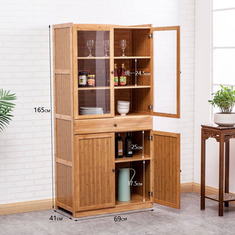 简易碗橱柜厨房老式小碗柜透气家用餐边柜经济型茶水柜楠竹储物柜