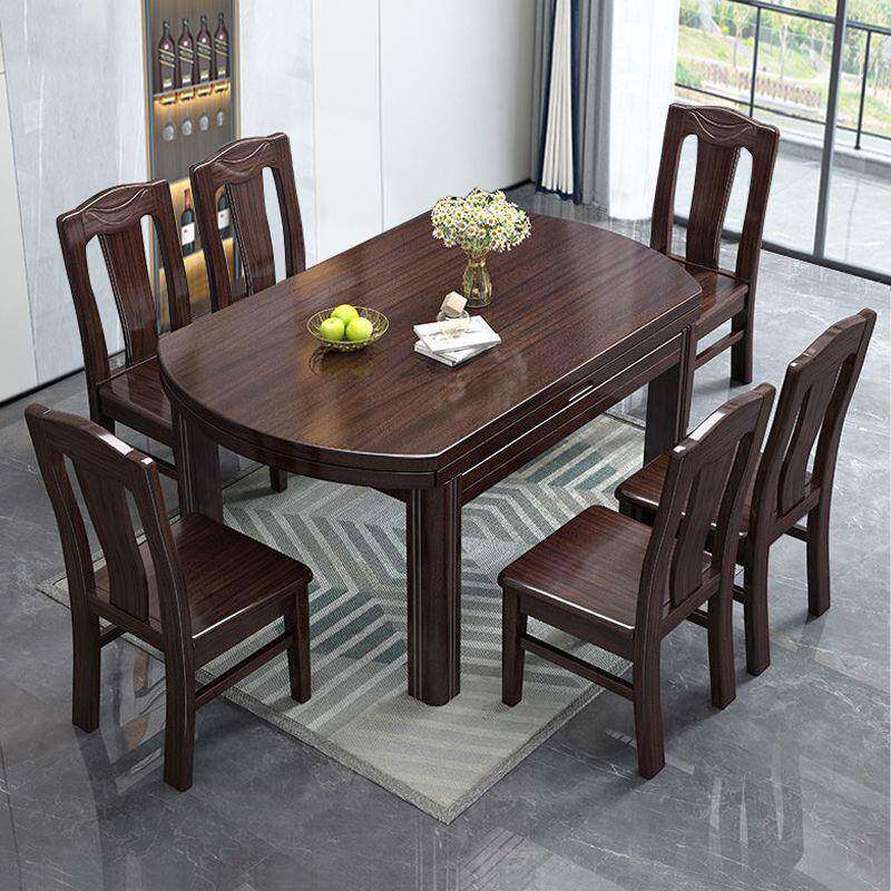 新款实木紫金檀木餐桌可伸缩圆形现代中式家用长方形全实木餐桌