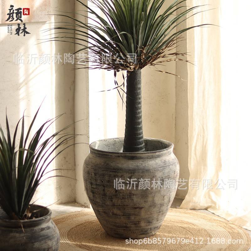 灰艺术水花泥DIA盆复古大色花盆龙舌兰蓝楹花室装内客厅绿植盆酒