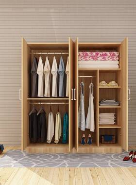 简约实木质式29802板四容衣柜特价大量储物三门衣橱