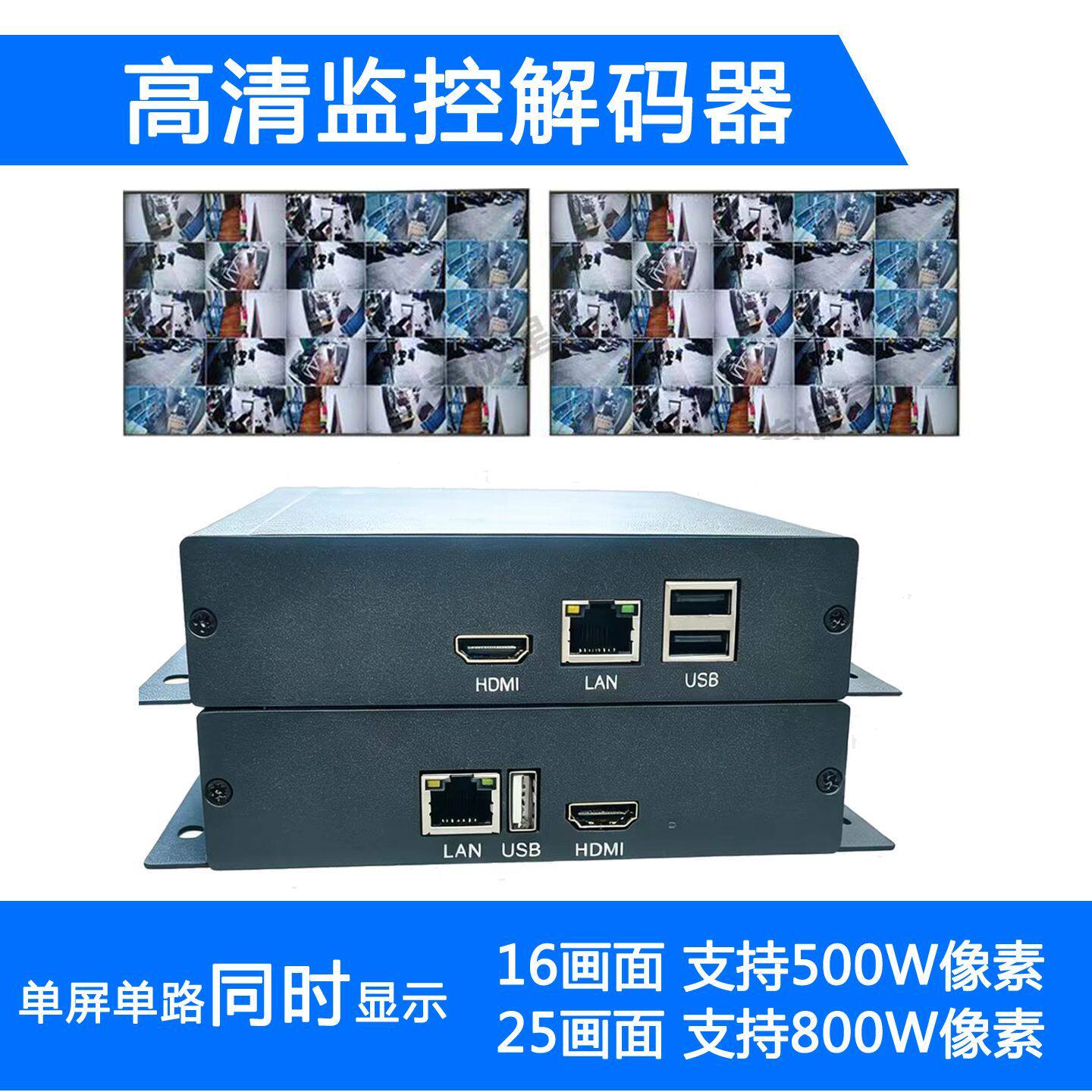 高清监控分屏解码器网络解码矩阵兼容海康大华单屏16分割25分割