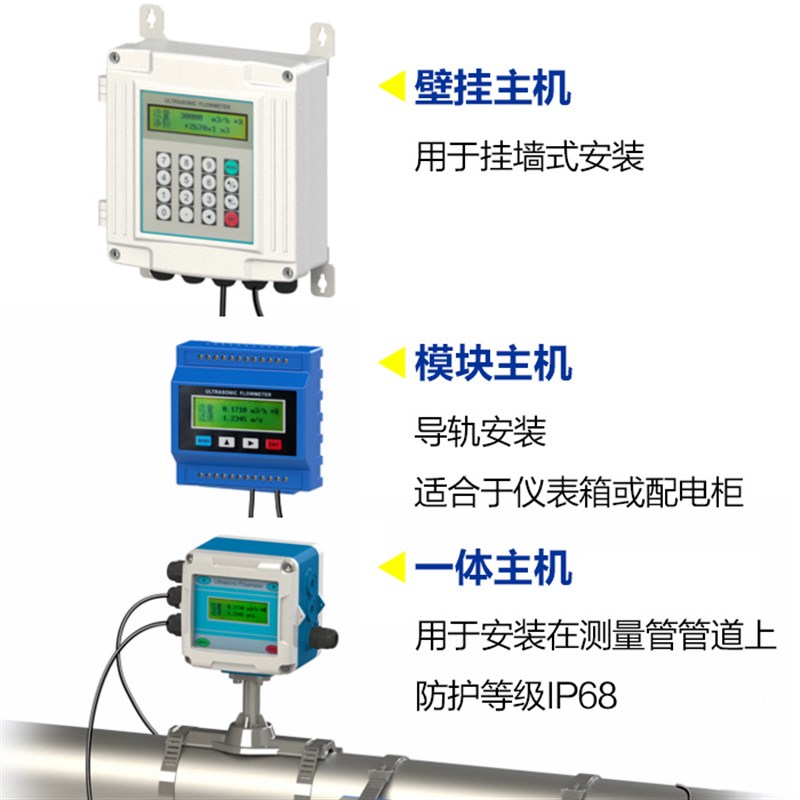 外夹式超声波流量计 分体 壁挂 超声波流量计 热量表插入式传感器