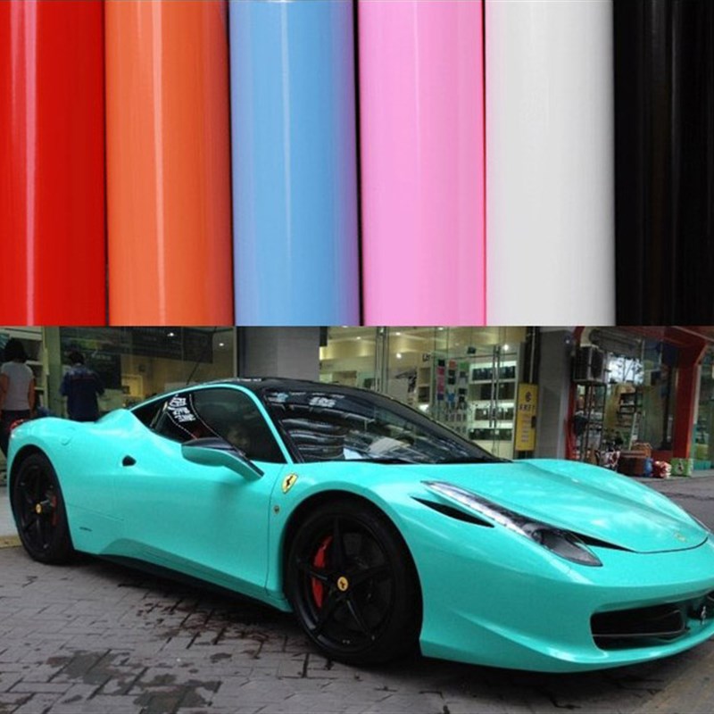 车身改色膜亮光面贴膜汽车改装贴纸亮黑改色膜车顶内饰全车贴纸