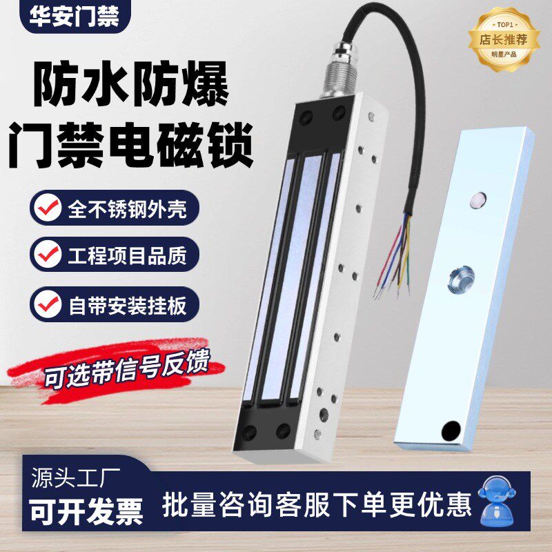 室外380KG防水防爆不锈钢磁力锁单门电控锁1224V别墅小区庭院大门