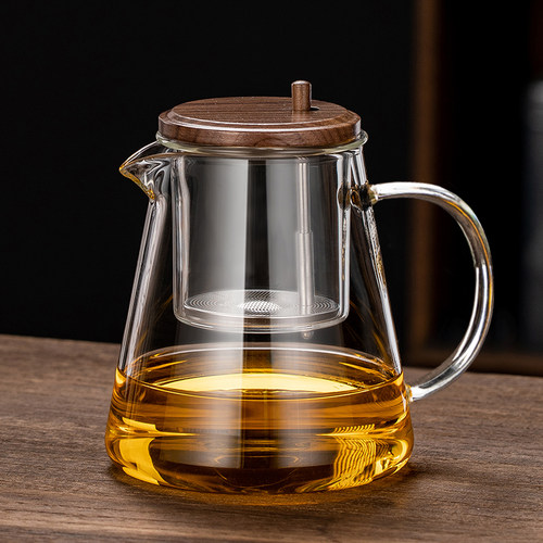 全玻璃飘逸杯按压式办公茶具家用耐高温花茶泡茶壶茶水分离大容量
