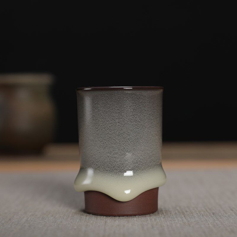 青瓷龙泉哥窑铁胎茶杯周连福纯手工功夫茶具陶瓷开片铭品杯主人杯