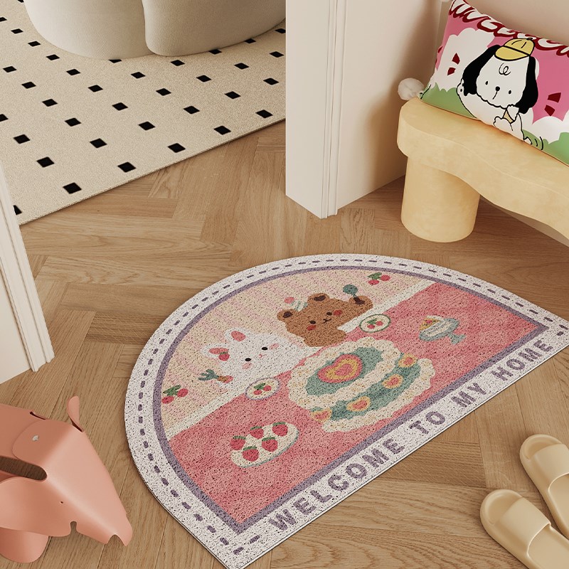 momosrug野餐小兔丝圈地毯家用大门口可裁剪玄关进门耐脏防滑门垫