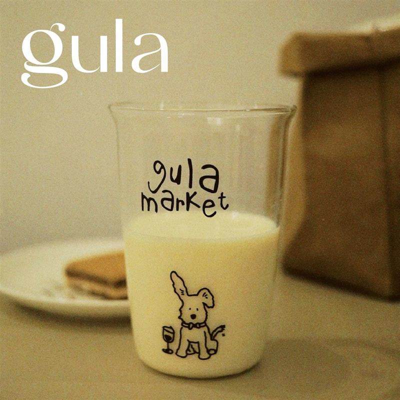 玻璃杯家用小狗翻沿水杯 高硼硅玻璃杯啤酒果汁饮料杯 380ml