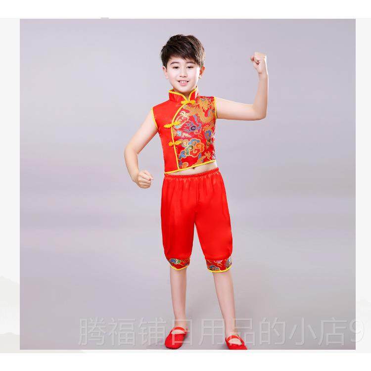 正品男儿童击鼓表女演装秧歌花灯节日开幕表演服中装式比赛服服装