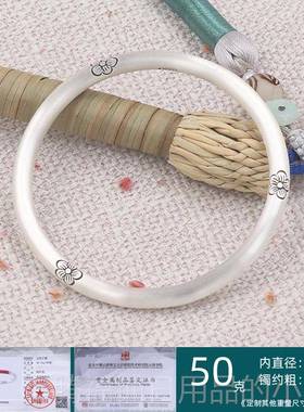 正品999纯足银古法手镯女夏银梅花时尚工实心银手镯子小众设计感